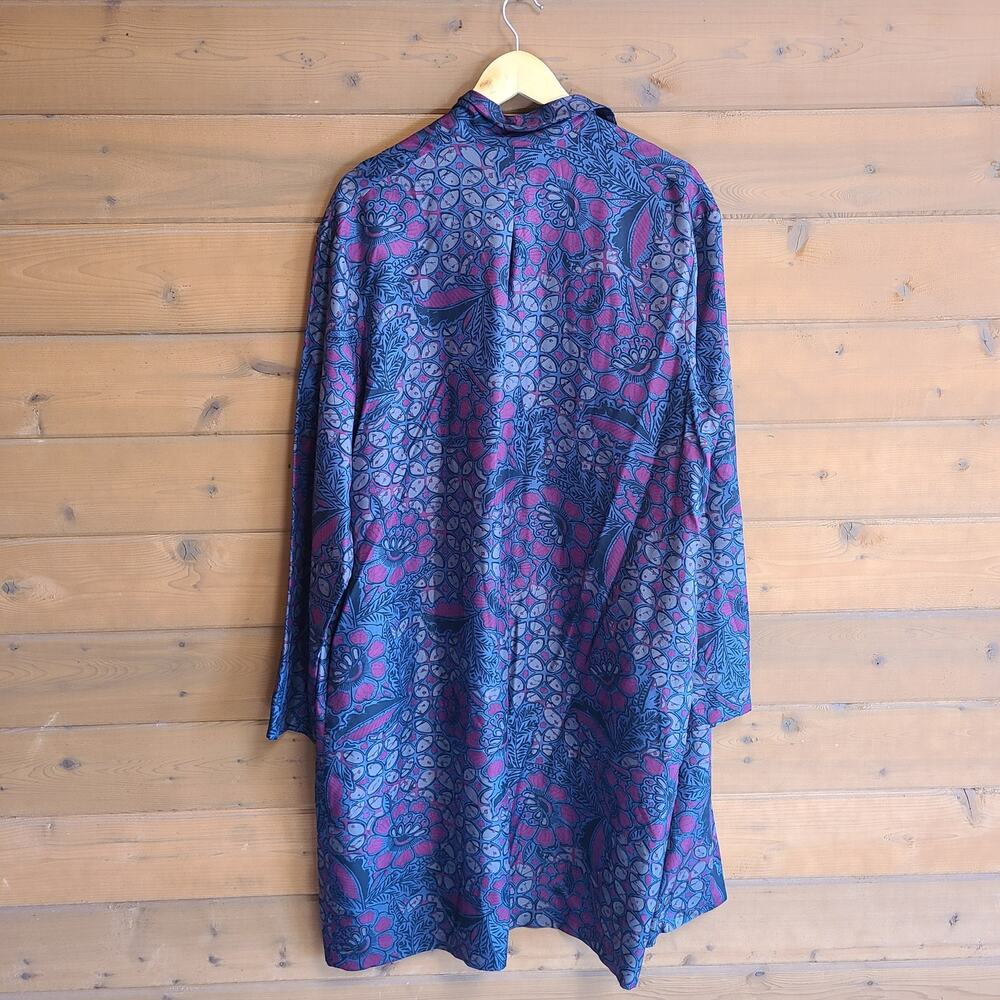 Jac & Jack Lettie Silk Floral Kimono Robe Burgundy Boho Gothic 14 Dark Academia - Picture 3 of 8